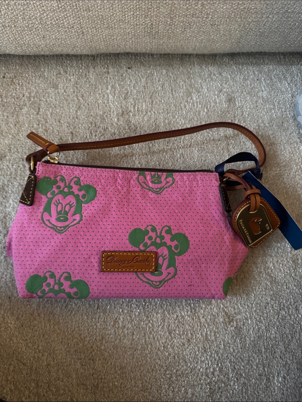 Dooney & Bourke Pink Wristlet with Green Minnie Mouse Print